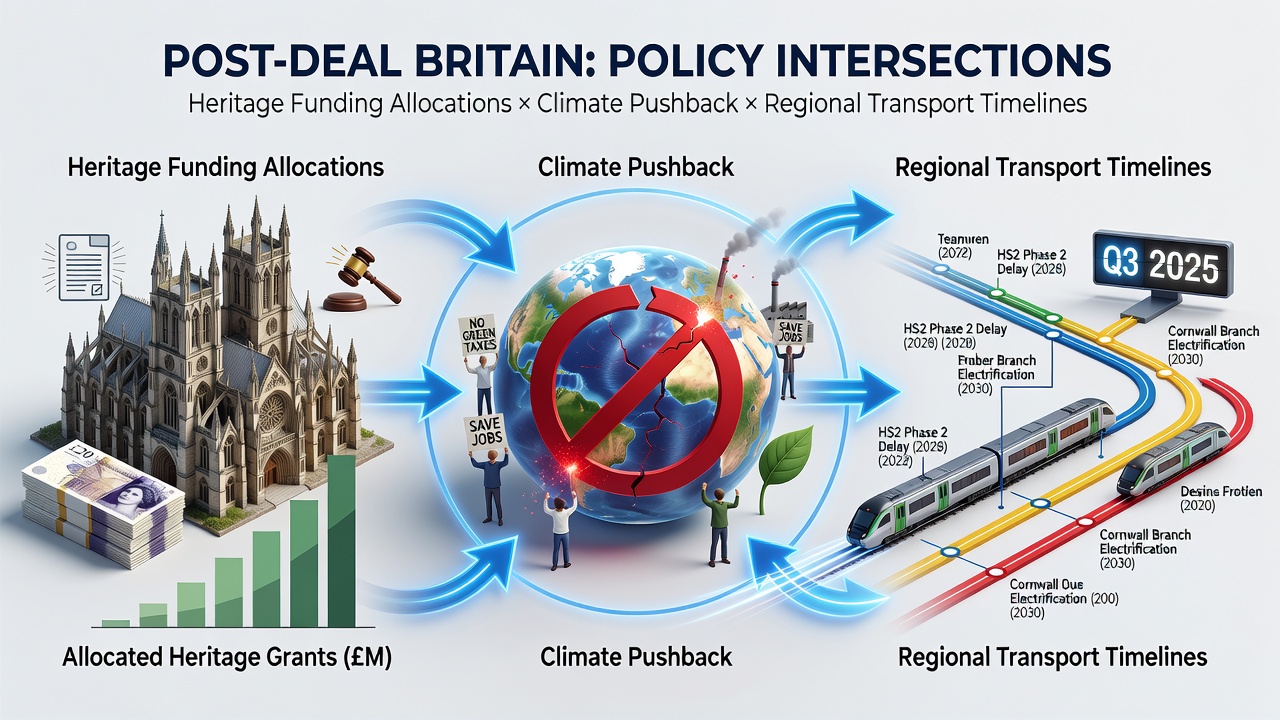 Heritage Funding Allocations Intersect with Climate Pushback and Regional Transport Timelines in Post-Deal Britain